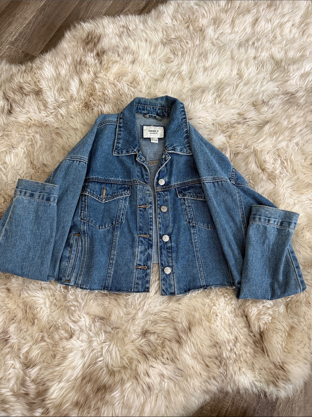 Frame Denim Medium Blue Cropped Jean Jacket